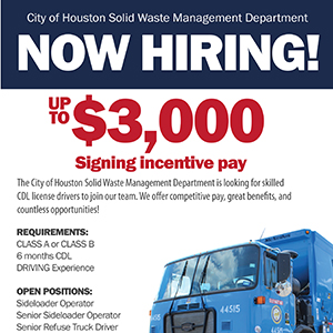 Hiring Solid Waster Department Drivers
