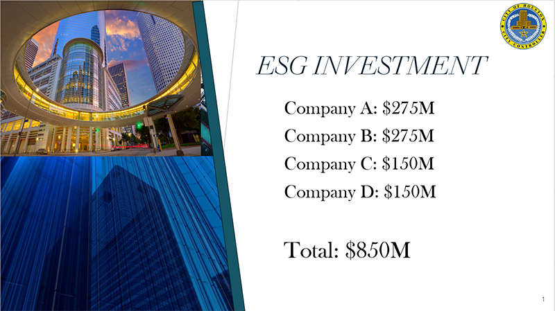 ESG Investing Dolalr Amounts