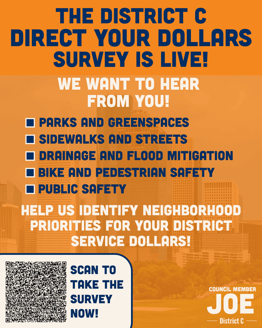 The District C Direct Your Dollars Survey is live. Take the survey to help identify neighborhood priorities.