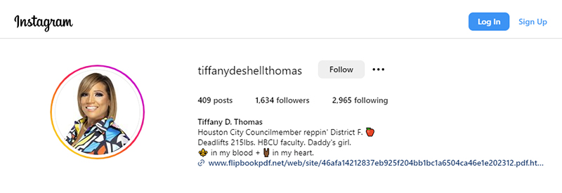 Council Member Thomas's Instagram Page