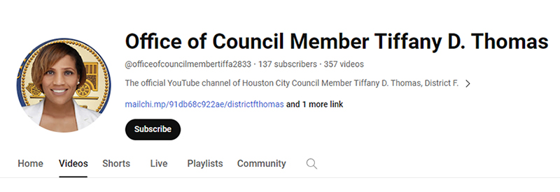 Council Member Thomas's You Tube Channel