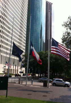 Flags at Half Staff at Tranquillity Park