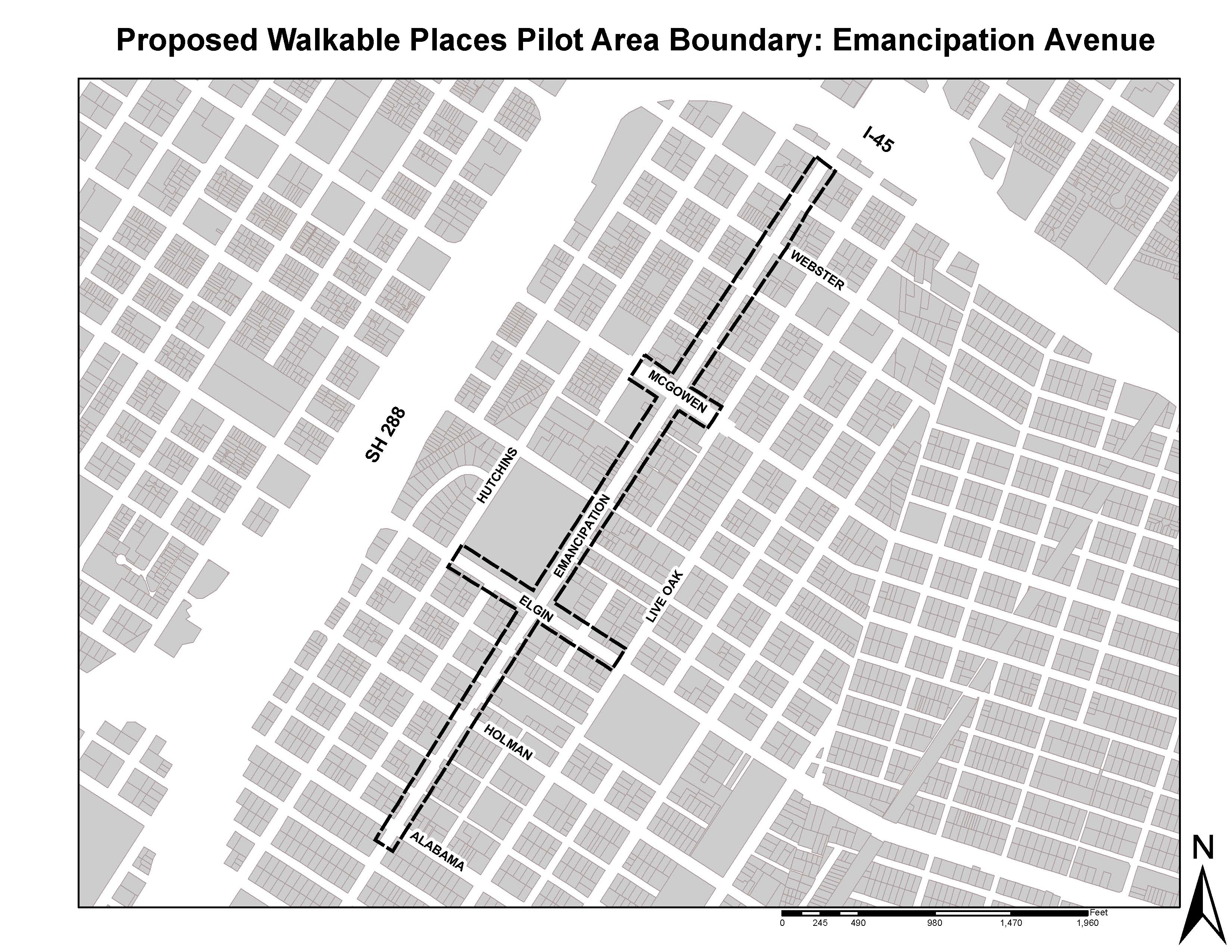 Proposed Walkable Places Pilot Area Boundary: Emancipation Avenue