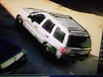 Surveillance photos of the person of interest and the wanted vehicle 
