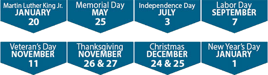 Holiday Schedule